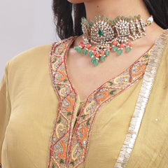 Designer Anarkali Suit with Banarasi Brocade Pant