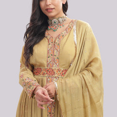 Designer Anarkali Suit with Banarasi Brocade Pant