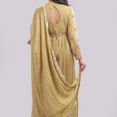 Designer Anarkali Suit with Banarasi Brocade Pant