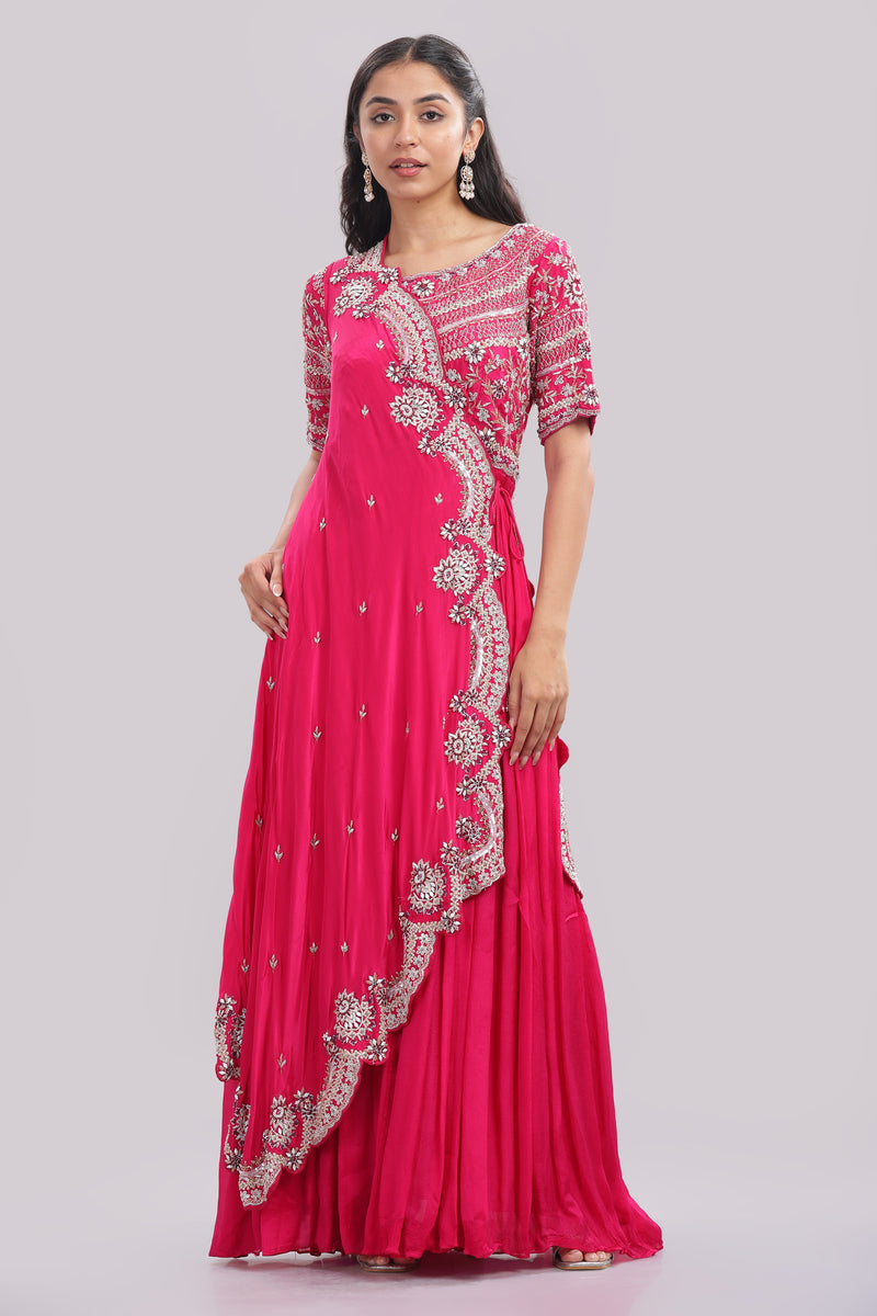 Designer Floor-Length Gown with Cape