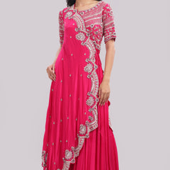 Designer Floor-Length Gown with Cape