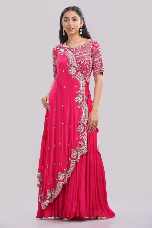 Designer Floor-Length Gown with Cape