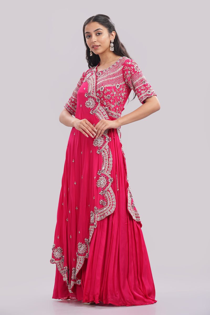 Designer Floor-Length Gown with Cape