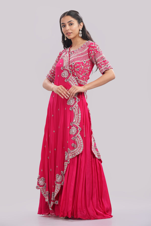 Designer Floor-Length Gown with Cape
