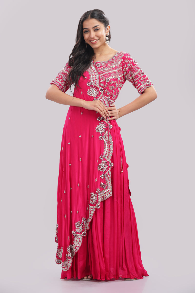 Designer Floor-Length Gown with Cape