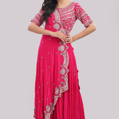 Designer Floor-Length Gown with Cape