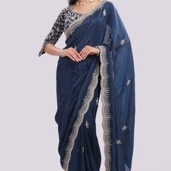 Designer Hand Embroidered Organza Saree