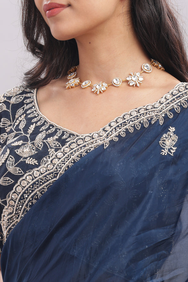 Designer Hand Embroidered Organza Saree