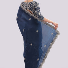 Designer Hand Embroidered Organza Saree