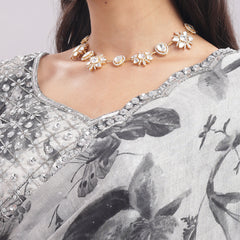 Designer Hand Embroidered Chiffon Saree