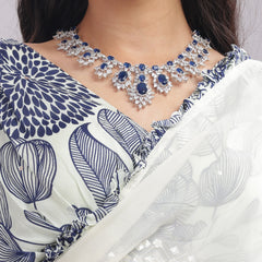 Designer Blouse Paired With Organza Frilled & Embroidered Saree