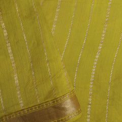 Pure Organze Silk saree with Kadhua Butta - Yellow and Green with Silver and Golden Butta