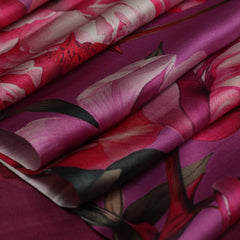 Pure Mashroo Satin Silk with Kadhua Butta - Grey, Wine with floral border, Kadhua butta