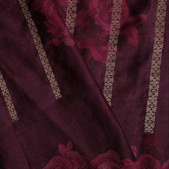 Pure Mashroo Satin Silk with Kadhua Butta - Grey, Wine with floral border, Kadhua butta