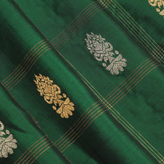 Pure Gadwal Silk Saree - Bottle green, Maroon Border with Gold Zari