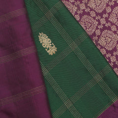 Pure Gadwal Silk Saree - Bottle green, Maroon Border with Gold Zari