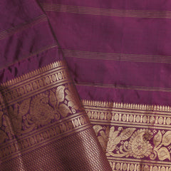 Pure Gadwal Silk Saree - Bottle green, Maroon Border with Gold Zari