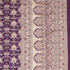 Pure Banarasi Brocade Silk With Kadhua Jaal - Purple with Water Zari