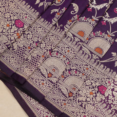 Pure Banarasi Brocade Silk With Kadhua Jaal - Purple with Water Zari