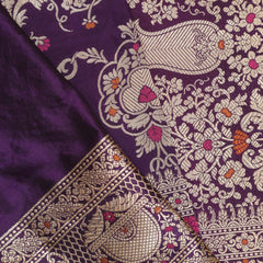 Pure Banarasi Brocade Silk With Kadhua Jaal - Purple with Water Zari
