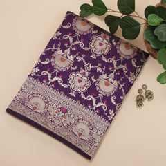 Pure Banarasi Brocade Silk With Kadhua Jaal - Purple with Water Zari