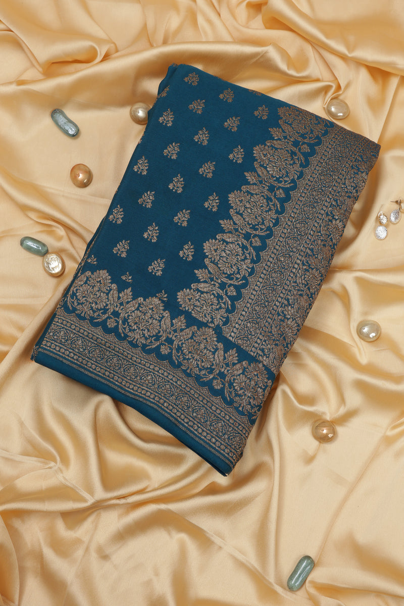Pure Crepe Silk - Teal Blue