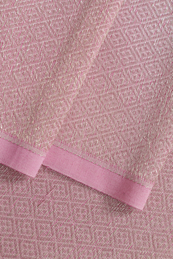 Pure Banarasi Brocade Fabric – Silver Zari, Light Pink (1 Meter)