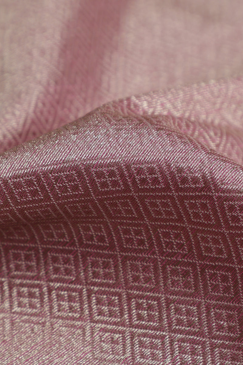 Pure Banarasi Brocade Fabric – Silver Zari, Light Pink (1 Meter)