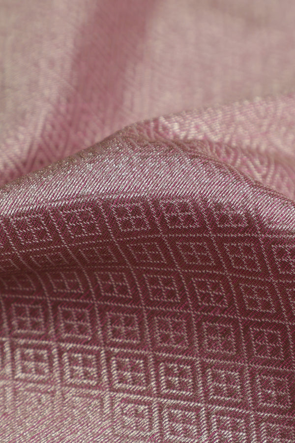 Pure Banarasi Brocade Fabric – Silver Zari, Light Pink (1 Meter)
