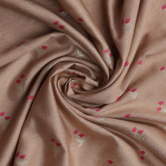 Pure Banarasi Chiniya Silk Fabric – Mina Weave, Light Brown with Pink (1 Meter)