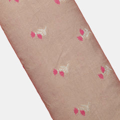 Pure Banarasi Chiniya Silk Fabric – Mina Weave, Light Brown with Pink (1 Meter)