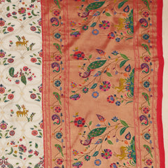 Banarasi Art Silk Saree - Off White with Multi Color Weave