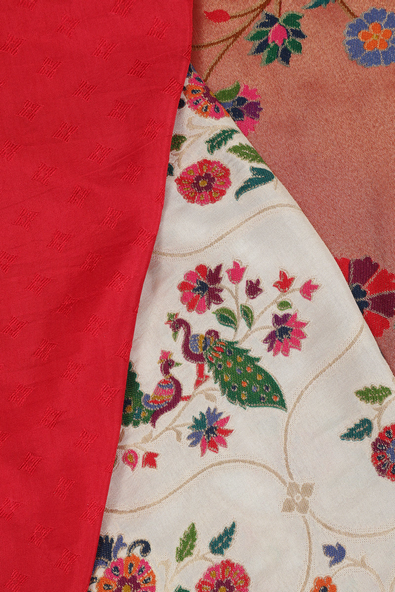 Banarasi Art Silk Saree - Off White with Multi Color Weave