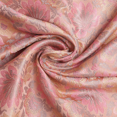 Pure Banarasi Tanchoi Silk Fabric – Multicolor Weave, Light Pink (1 Meter)