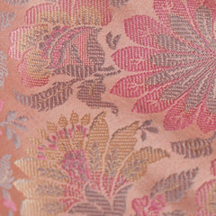 Pure Banarasi Tanchoi Silk Fabric – Multicolor Weave, Light Pink (1 Meter)