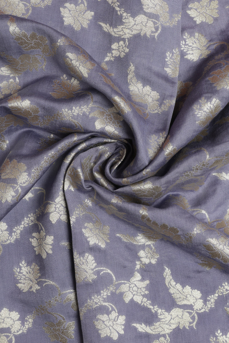 Pure Chiniya Silk Fabric – Water Zari Jaal, Powder Blue (1 Meter)