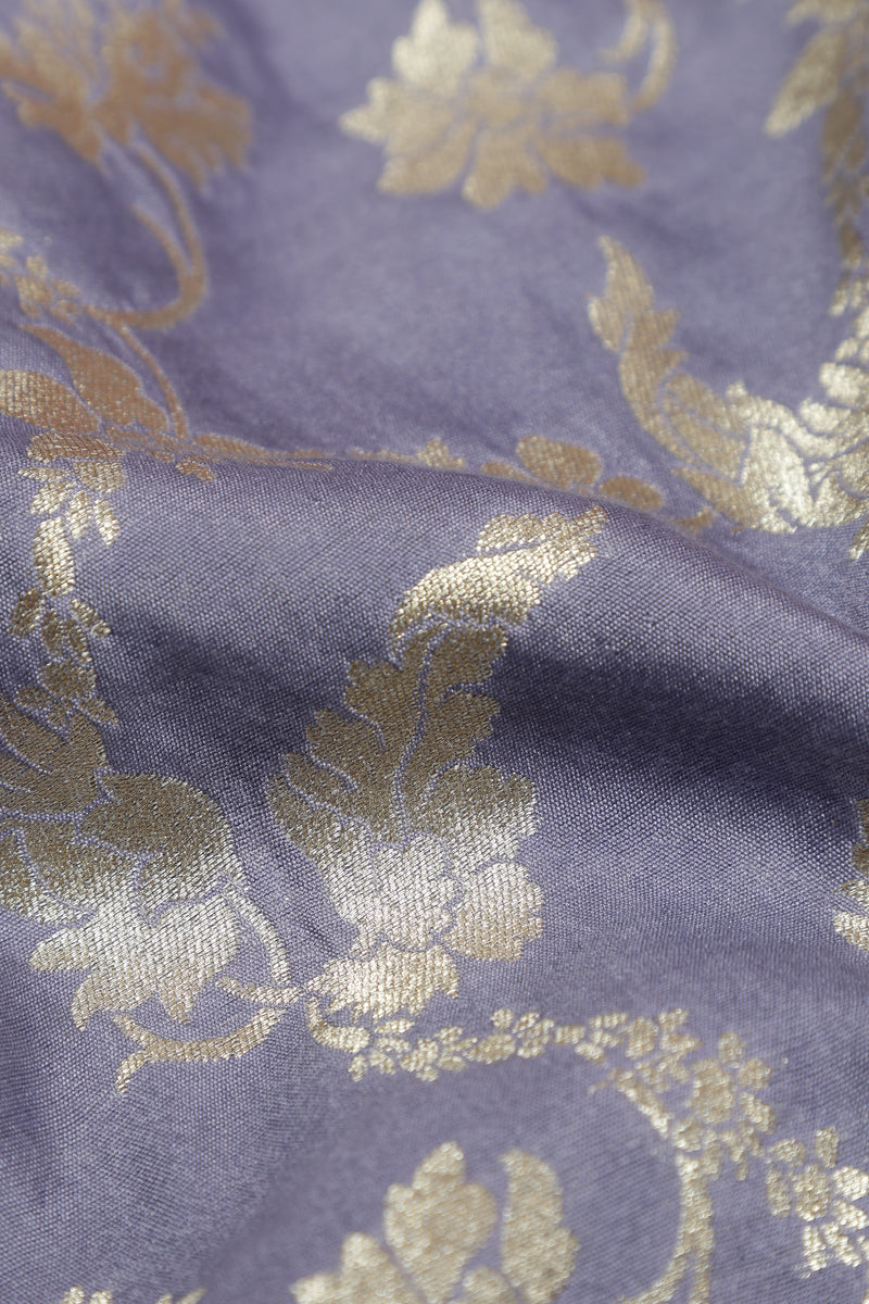 Pure Chiniya Silk Fabric – Water Zari Jaal, Powder Blue (1 Meter)