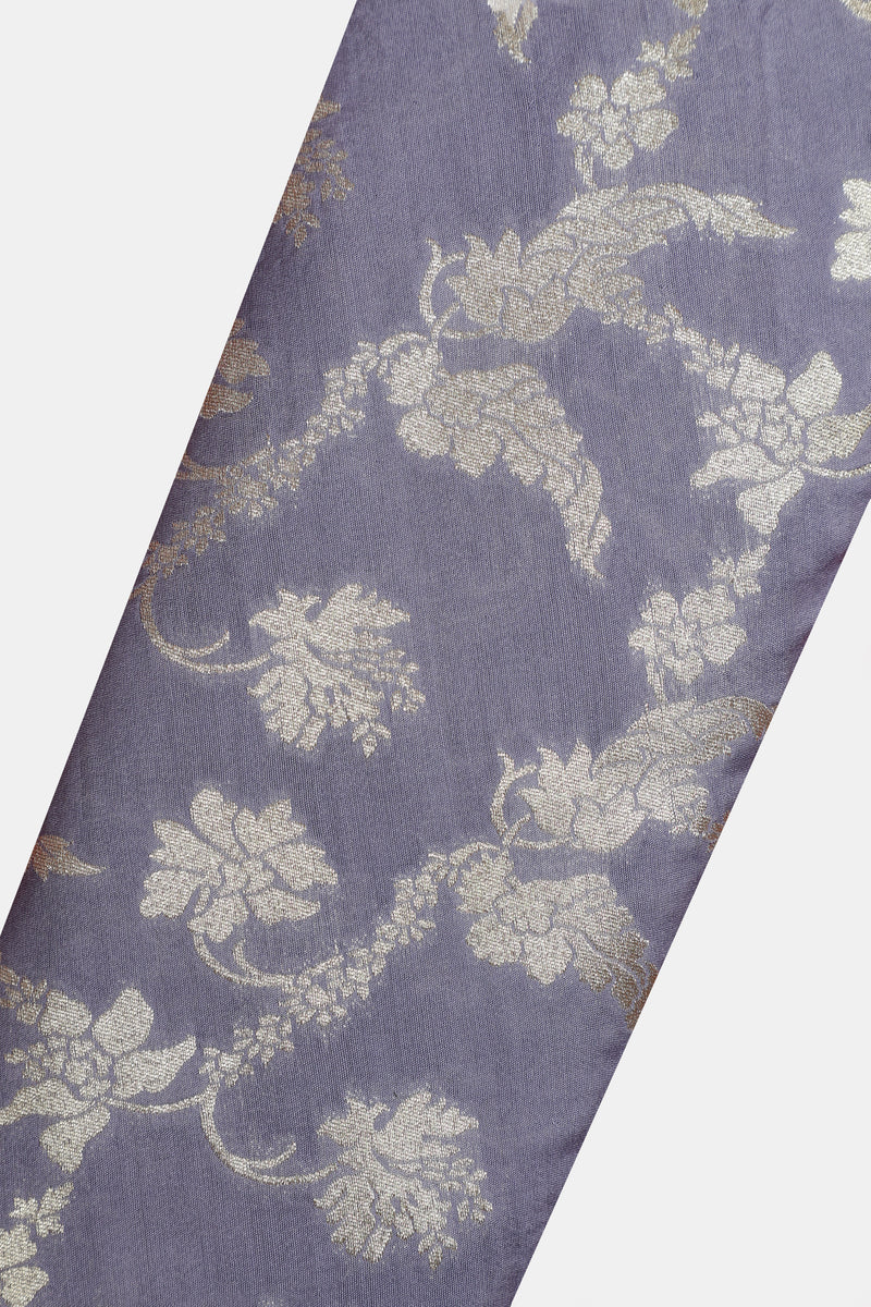 Pure Chiniya Silk Fabric – Water Zari Jaal, Powder Blue (1 Meter)