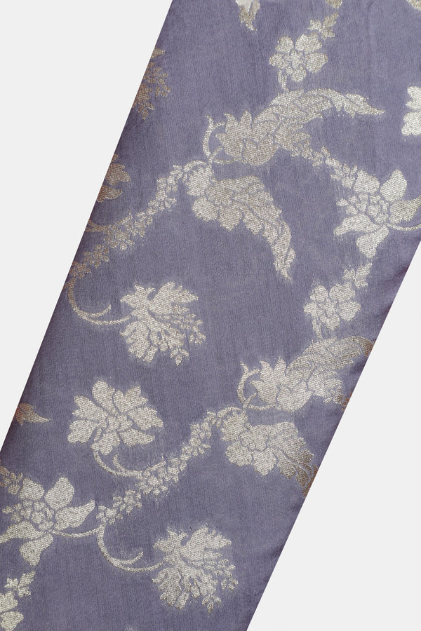 Pure Chiniya Silk Fabric – Water Zari Jaal, Powder Blue (1 Meter)