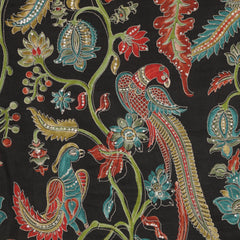 Banarasi Satin Crepe with Kanchi Border - Black with Multi color print