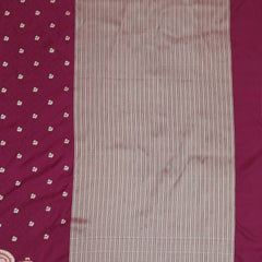 Semi Tanchoi Silk Saree with Peacock Border - Wine