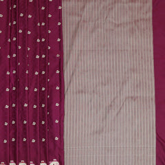 Semi Tanchoi Silk Saree with Peacock Border - Wine