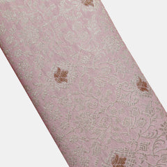 Pure Banarasi Brocade Fabric – Water Zari Jaal & Copper Meena, Light Pink (1 Meter)