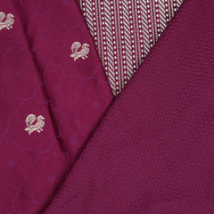 Semi Tanchoi Silk Saree with Peacock Border - Wine
