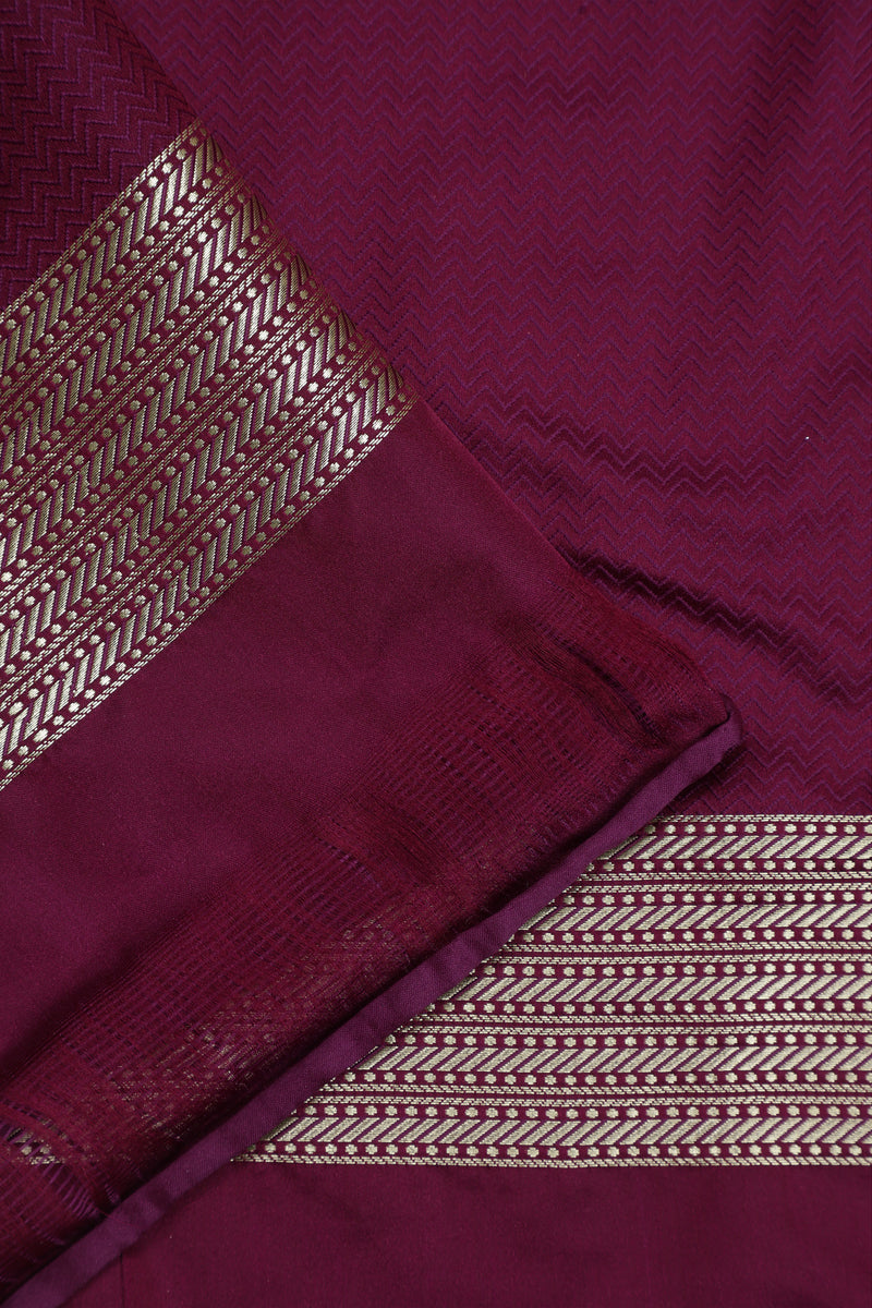 Semi Tanchoi Silk Saree with Peacock Border - Wine
