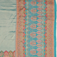 Banarasi Semi Tissue Silk Saree - Sky Blue Tissue Saree Border