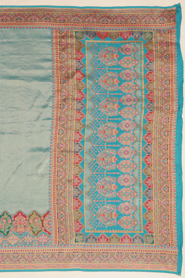 Banarasi Semi Tissue Silk Saree - Sky Blue Tissue Saree Border