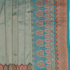Banarasi Semi Tissue Silk Saree - Sky Blue Tissue Saree Border