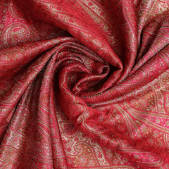 Pure Banarasi Jamdani Fabric – Water Zari, Red & Pink   (1 Meter)