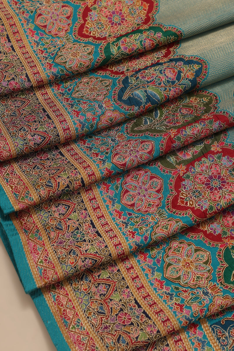 Banarasi Semi Tissue Silk Saree - Sky Blue Tissue Saree Border